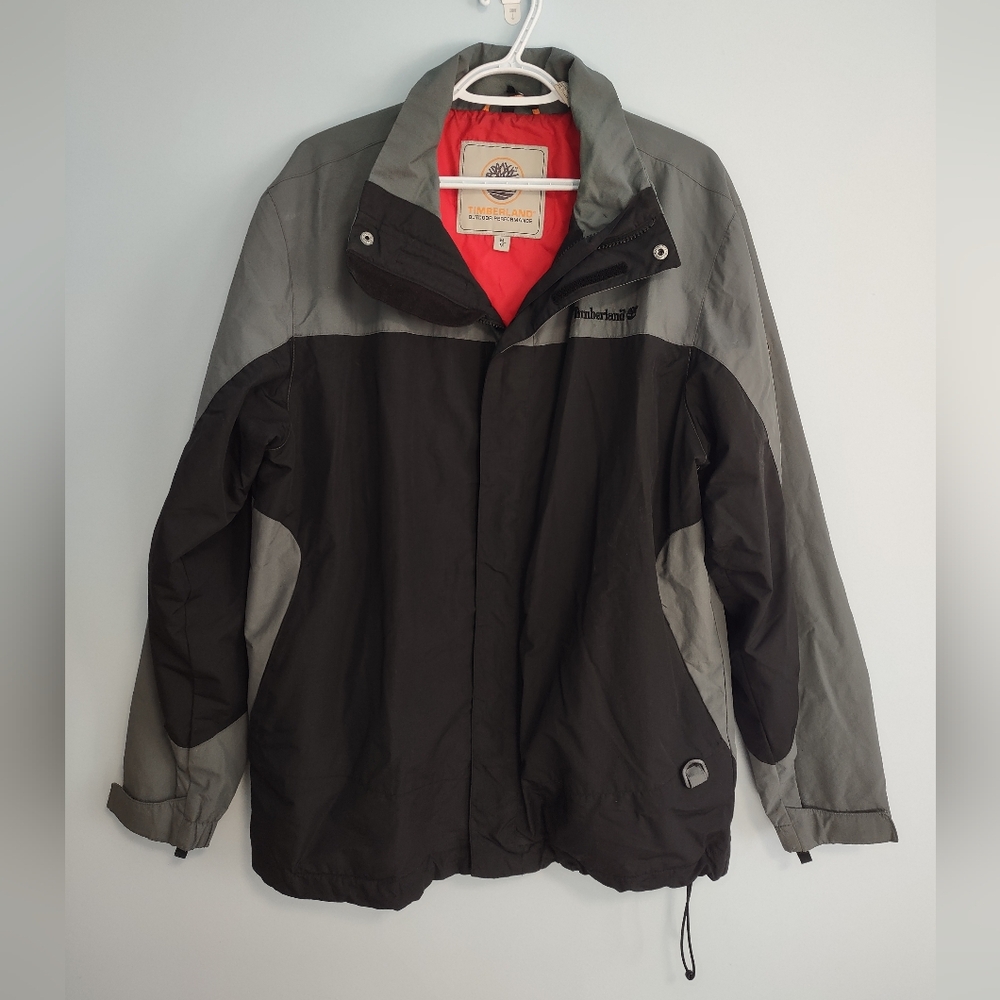Timberland Mens M Gray Outdoor Performance Jacket Zip Up Windbreaker Coat